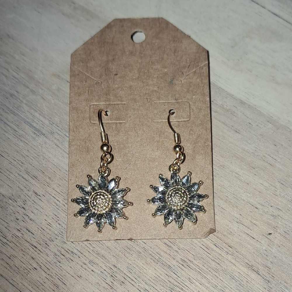 Gold and Silver Sunflower Earrings
